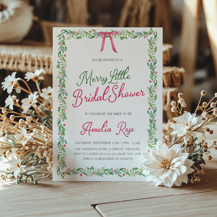 Pink Bow Festive Bridal Shower Invitation
