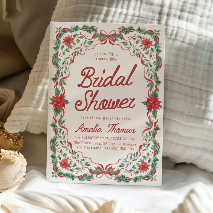 Red Green Floral Bridal Shower Invitation