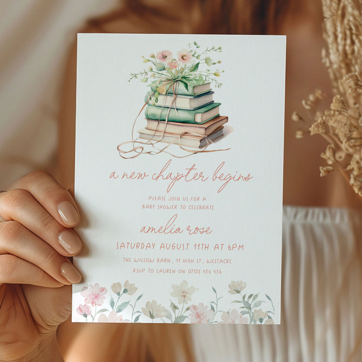 Pink New Chapter Begins Invitation