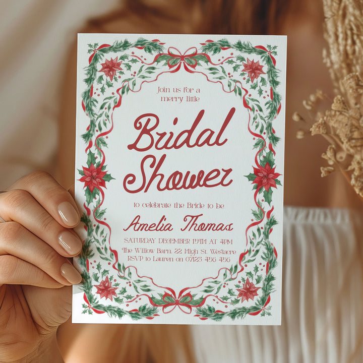Red Green Floral Bridal Shower Invitation