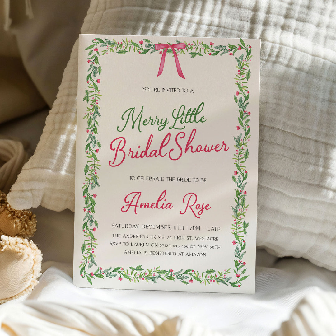 Pink Bow Festive Bridal Shower Invitation