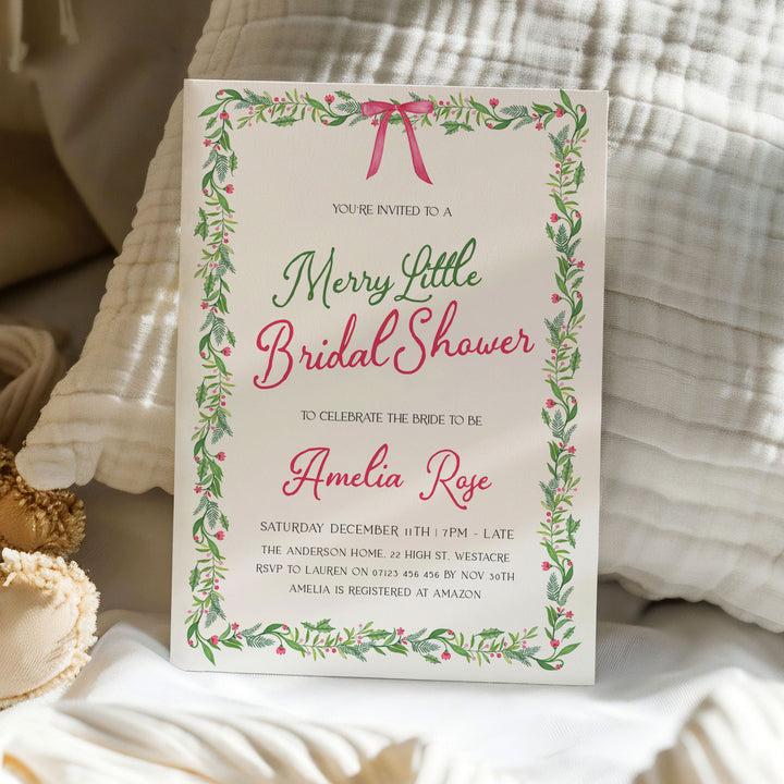 Pink Bow Festive Bridal Shower Invitation
