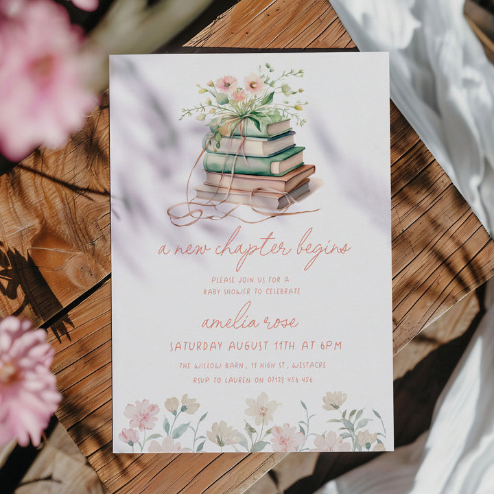 Pink New Chapter Begins Invitation