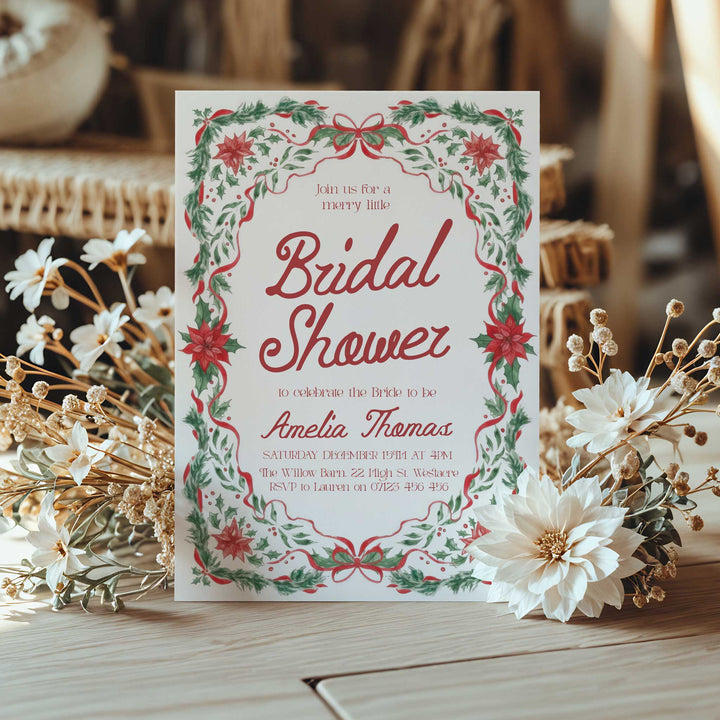 Red Green Floral Bridal Shower Invitation