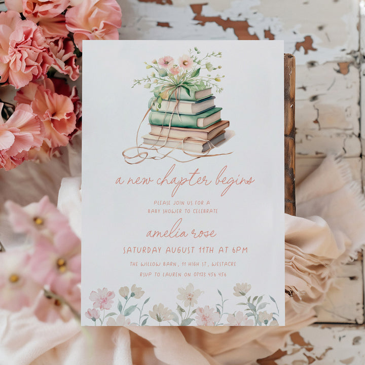 Pink New Chapter Begins Invitation