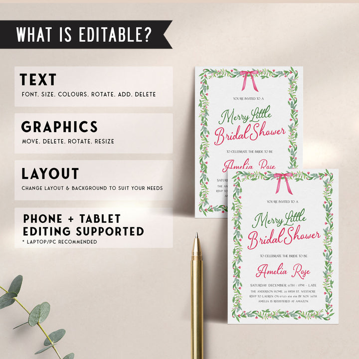 Pink Bow Festive Bridal Shower Invitation