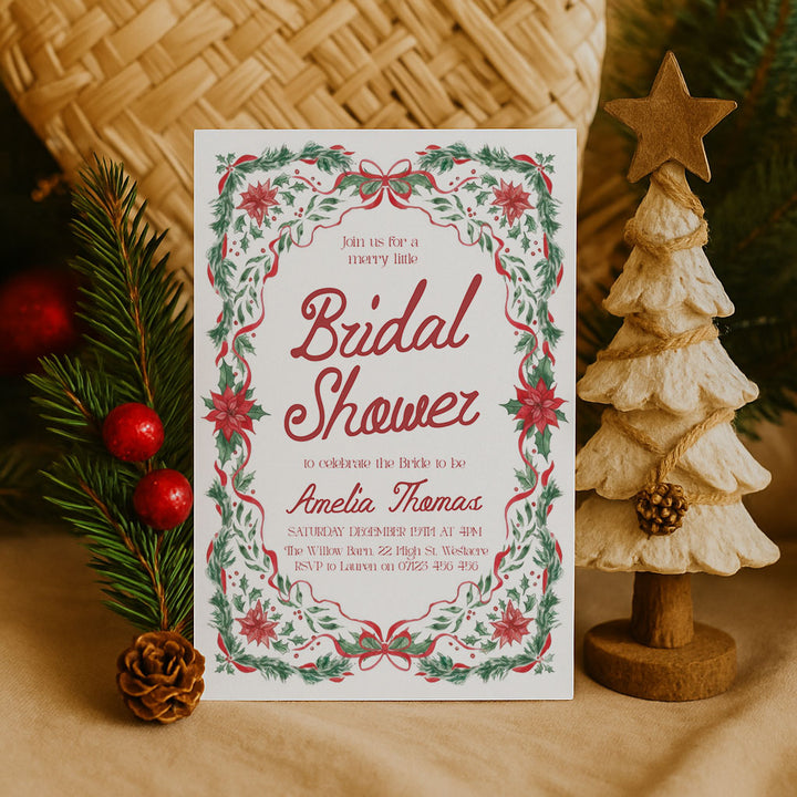 Red Green Floral Bridal Shower Invitation
