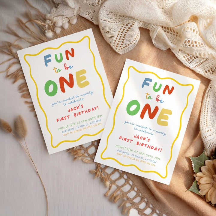 Fun To Be One Yellow Birthday Invite