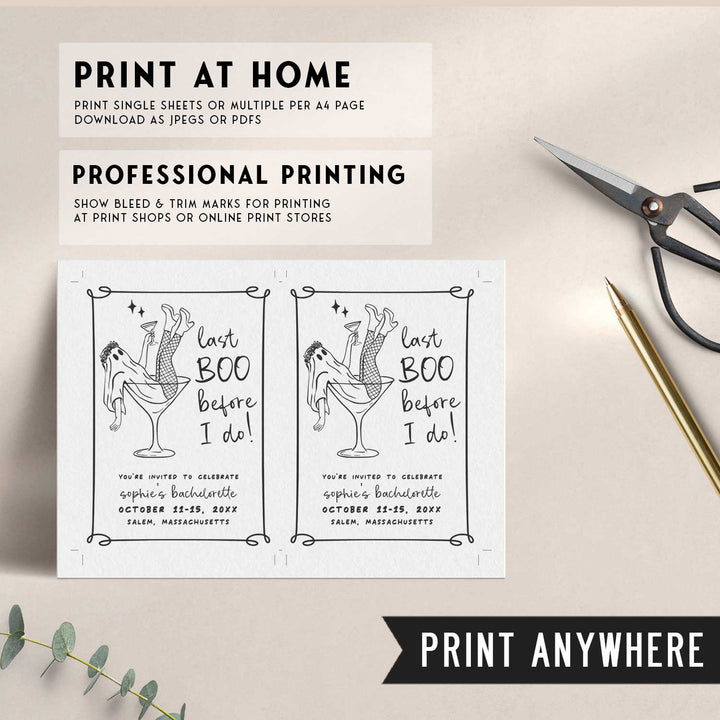 Last Boo Before I Do Martini Glass Bachelorette Invitation