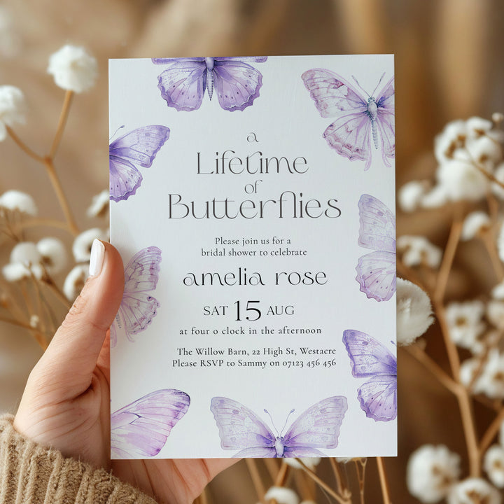 Lifetime Of Butterflies Purple Style Invitation