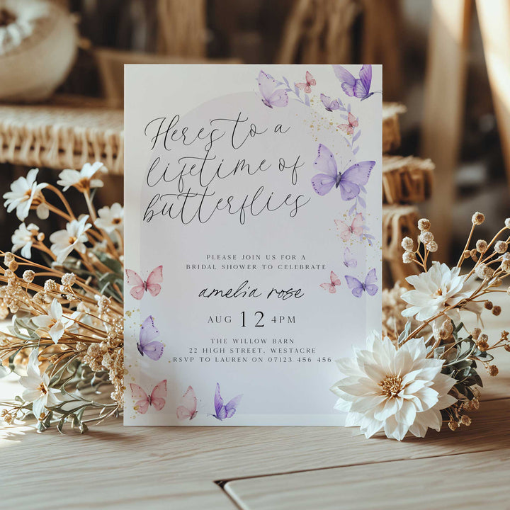 Lifetime Of Butterflies Arch Bridal Invitation