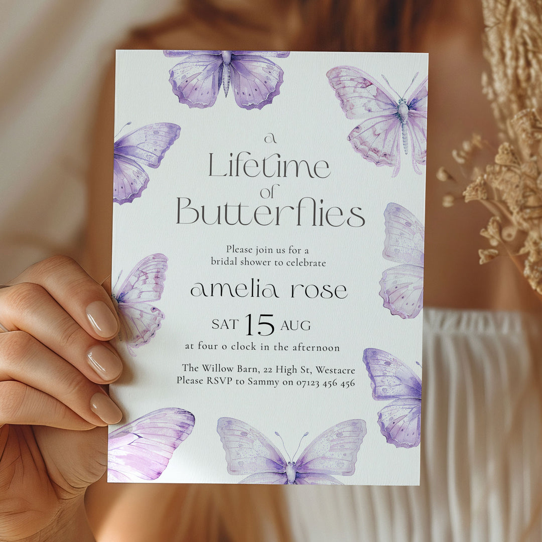 Lifetime Of Butterflies Purple Style Invitation