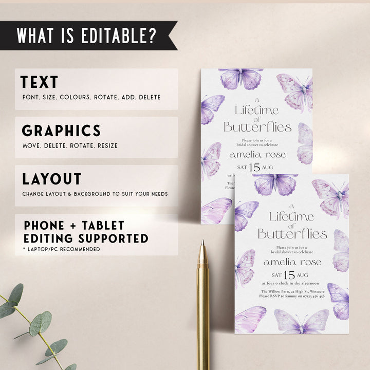 Lifetime Of Butterflies Purple Style Invitation