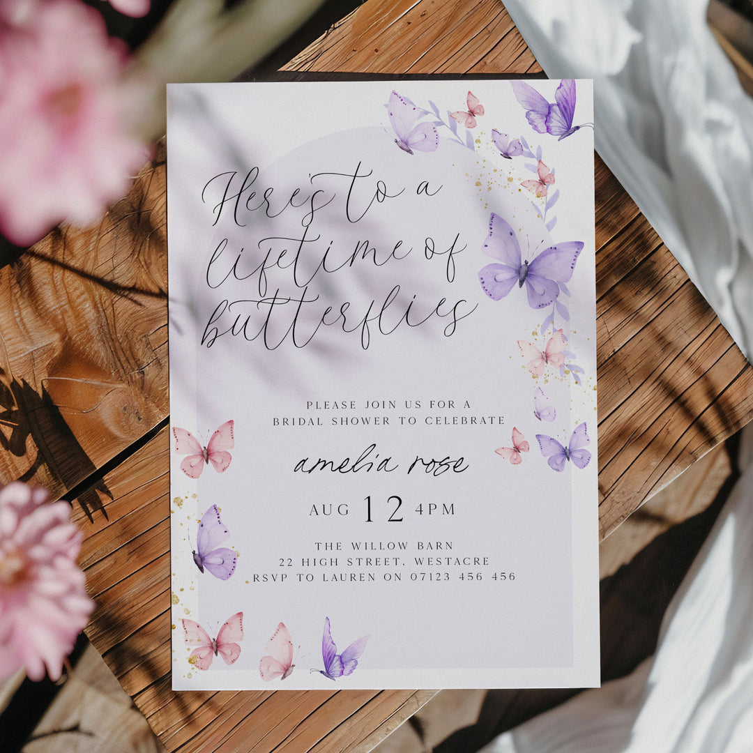 Lifetime Of Butterflies Arch Bridal Invitation
