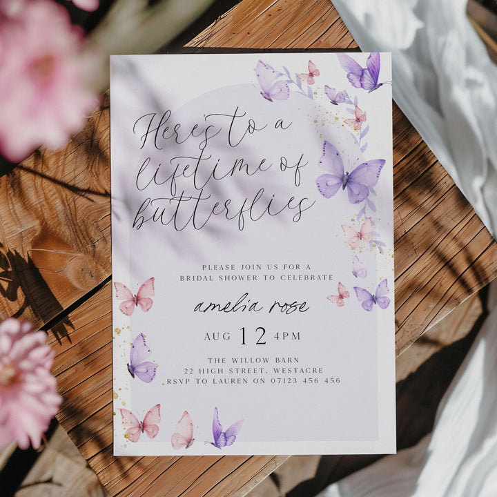 Lifetime Of Butterflies Arch Bridal Invitation