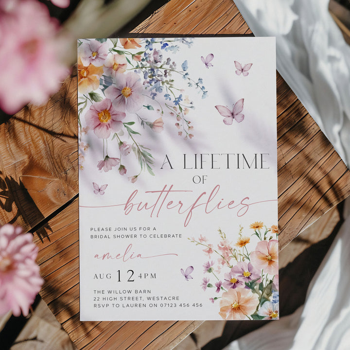 Wildflower Lifetime Of Butterflies Invitation