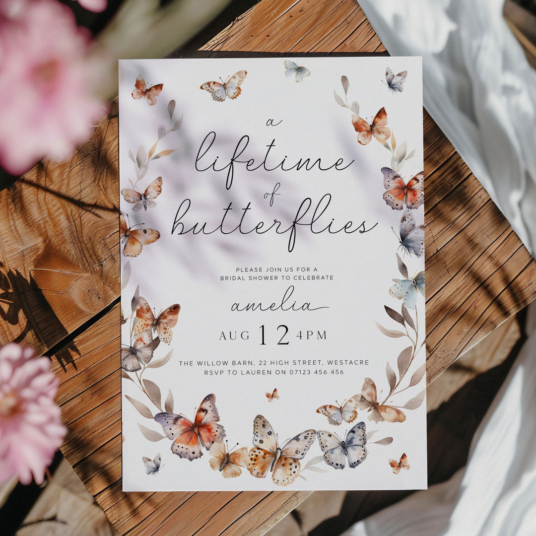 Monarch Lifetime Of Butterflies Bridal Invitation