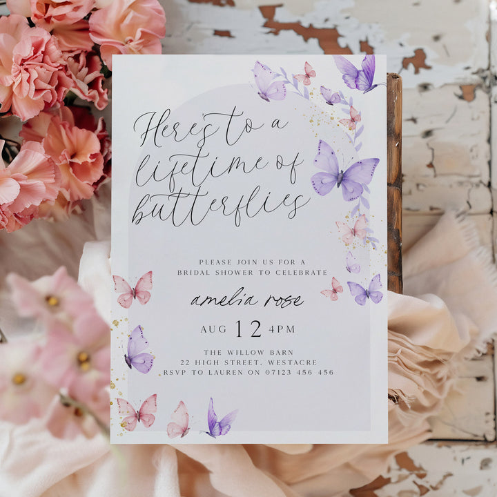 Lifetime Of Butterflies Arch Bridal Invitation