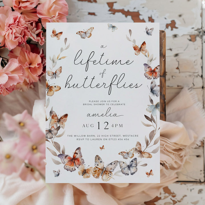 Monarch Lifetime Of Butterflies Bridal Invitation