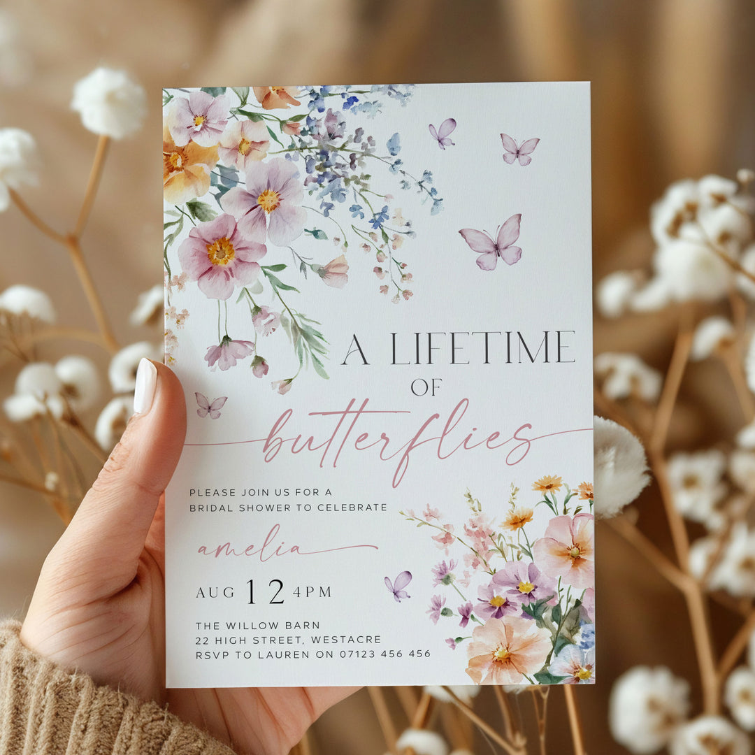 Wildflower Lifetime Of Butterflies Invitation