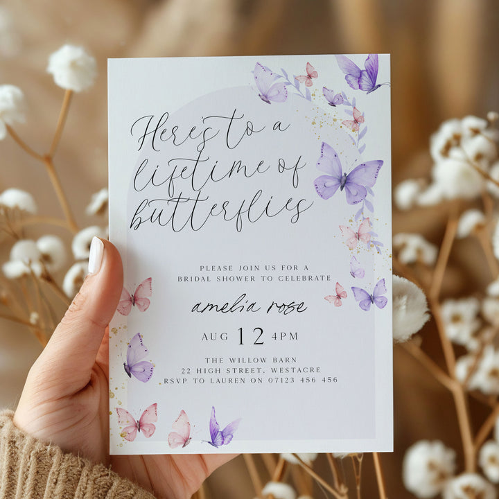 Lifetime Of Butterflies Arch Bridal Invitation