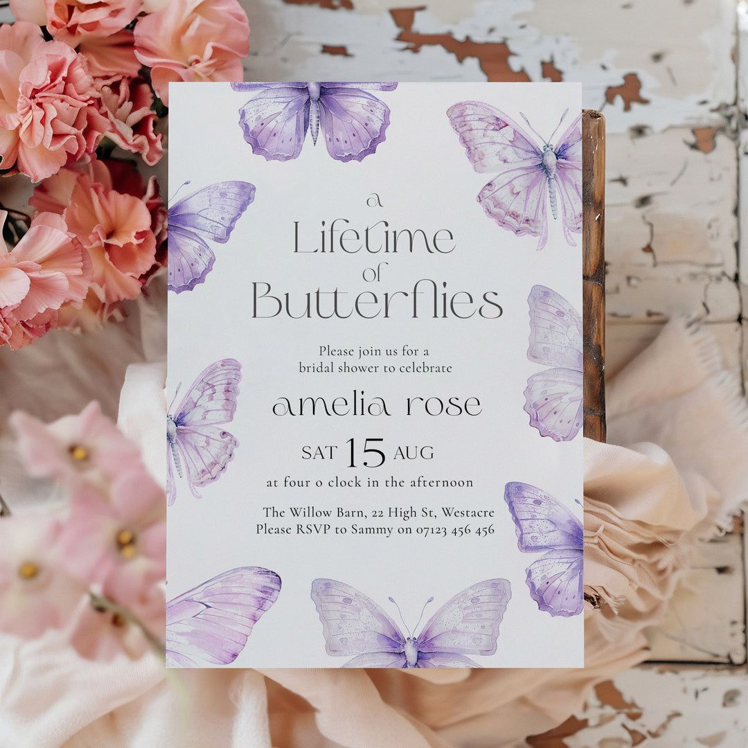 Lifetime Of Butterflies Purple Style Invitation