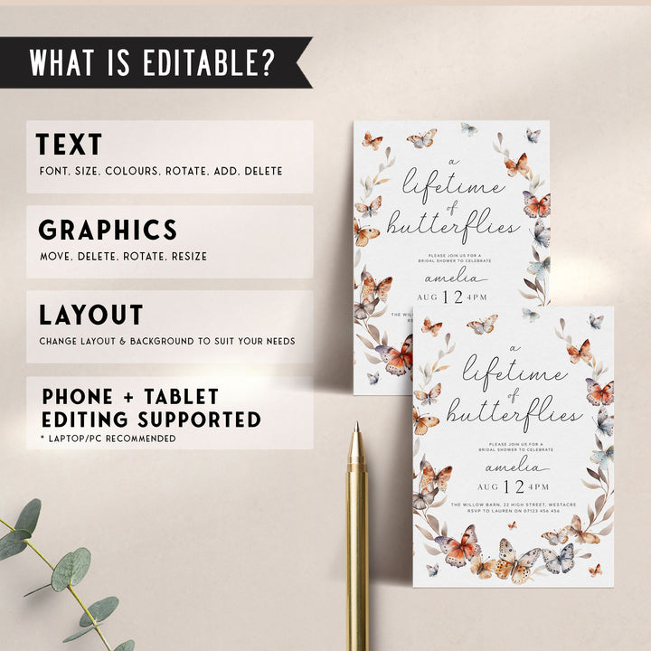 Monarch Lifetime Of Butterflies Bridal Invitation