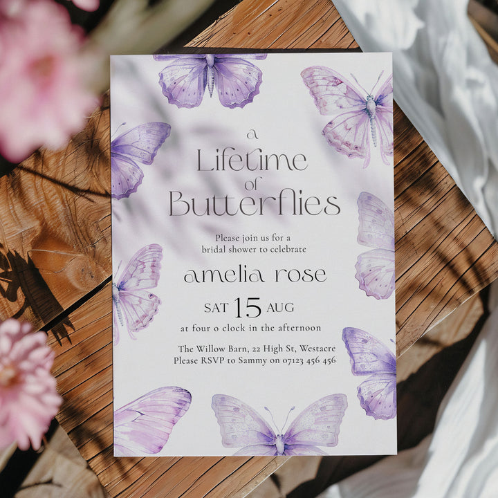 Lifetime Of Butterflies Purple Style Invitation