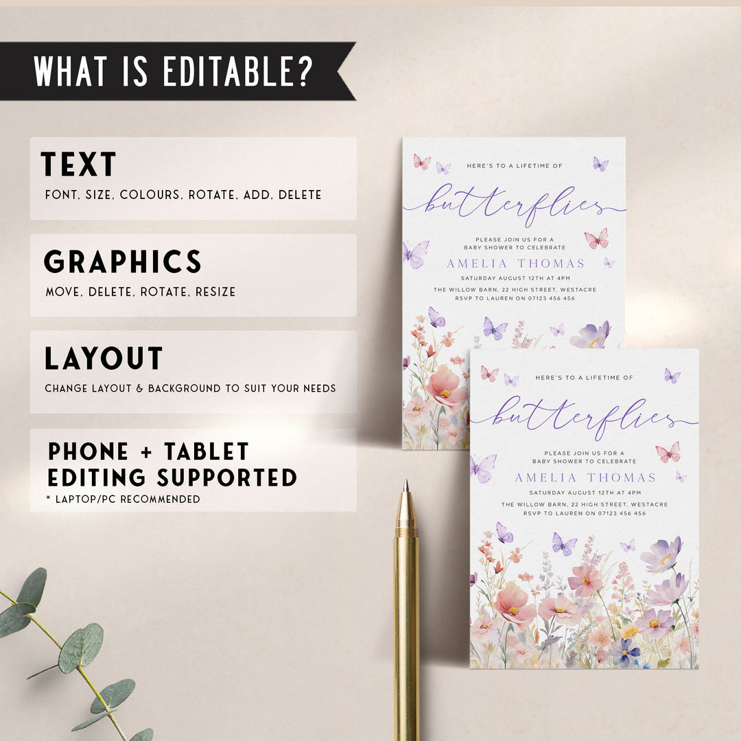 Lifetime Of Butterflies Invitation