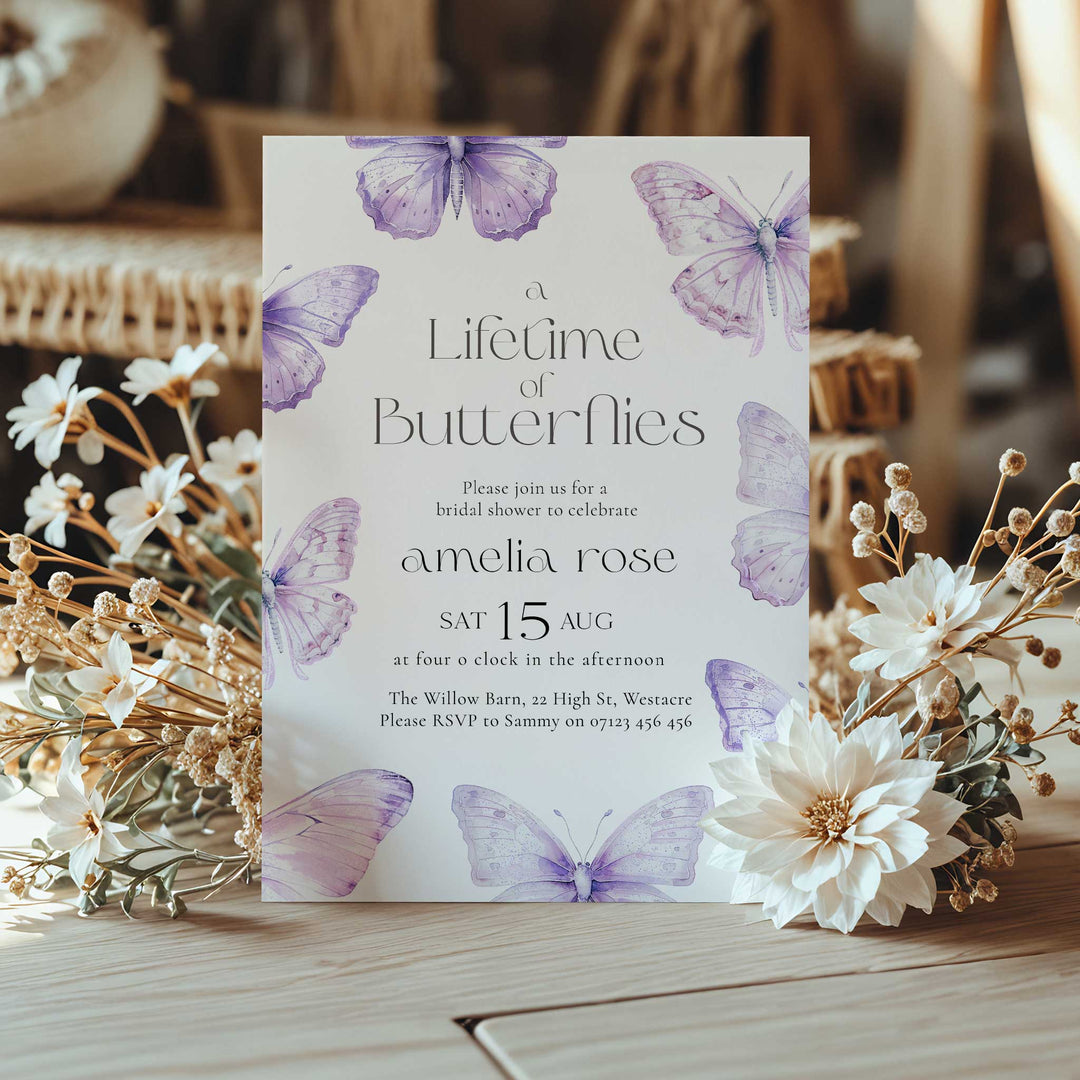Lifetime Of Butterflies Purple Style Invitation