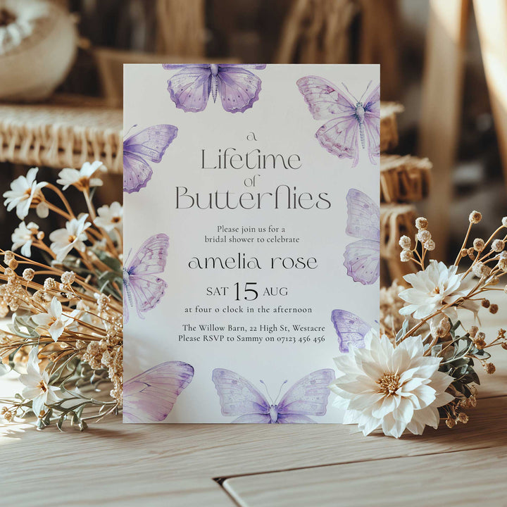 Lifetime Of Butterflies Purple Style Invitation