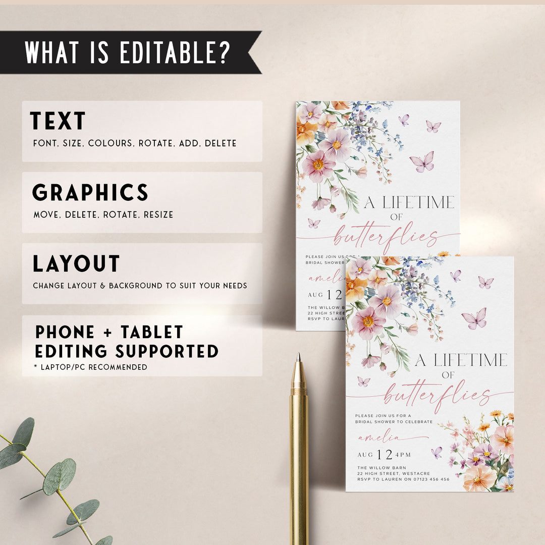 Wildflower Lifetime Of Butterflies Invitation