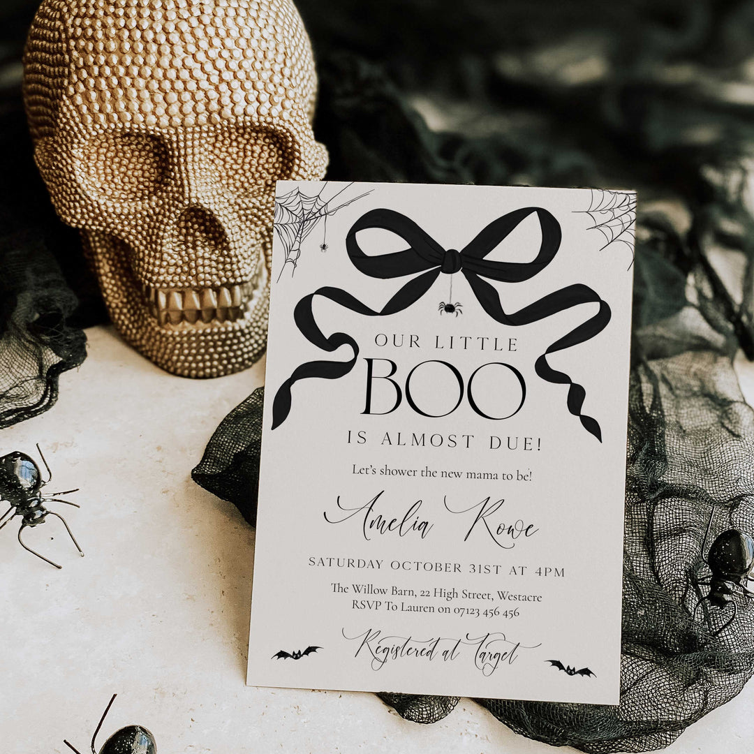 Spooky Bow Baby Shower Invitation