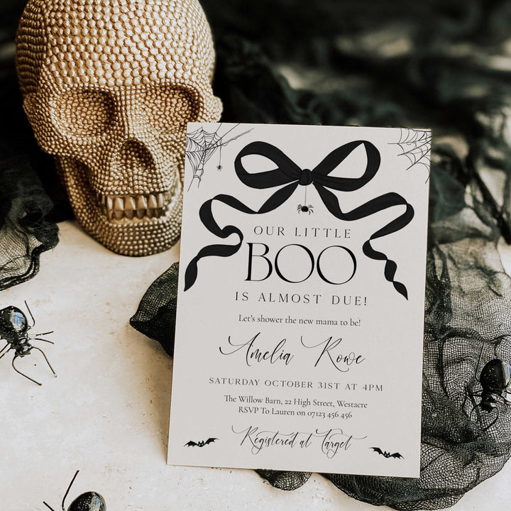 Spooky Bow Baby Shower Invitation