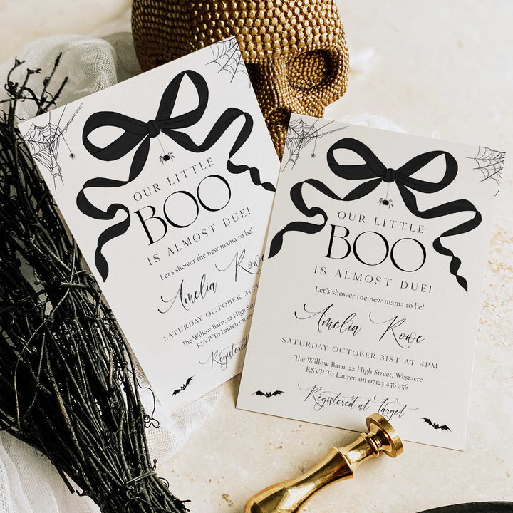 Spooky Bow Baby Shower Invitation