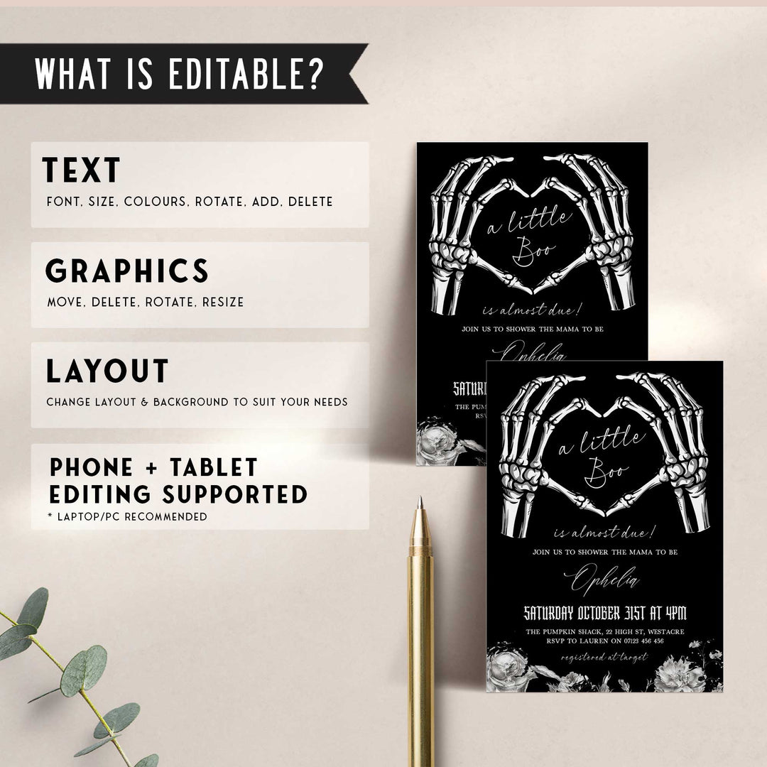 Skeleton Hands Baby Shower Invitation