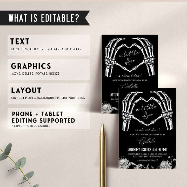 Skeleton Hands Baby Shower Invitation