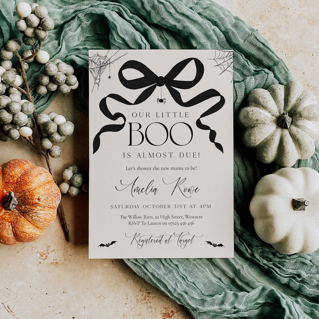 Spooky Bow Baby Shower Invitation
