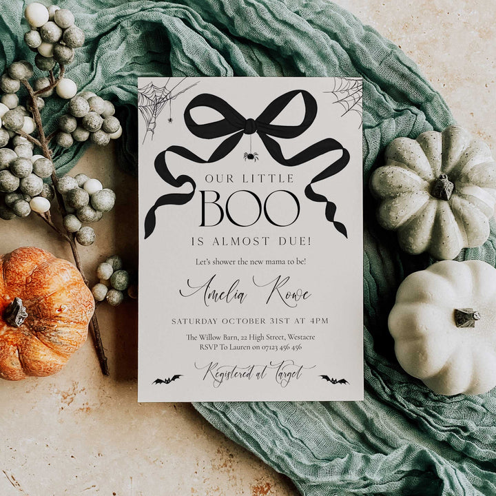 Spooky Bow Baby Shower Invitation