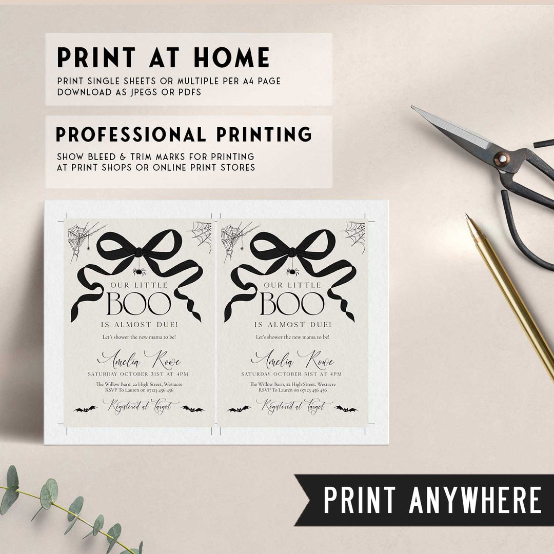 Spooky Bow Baby Shower Invitation