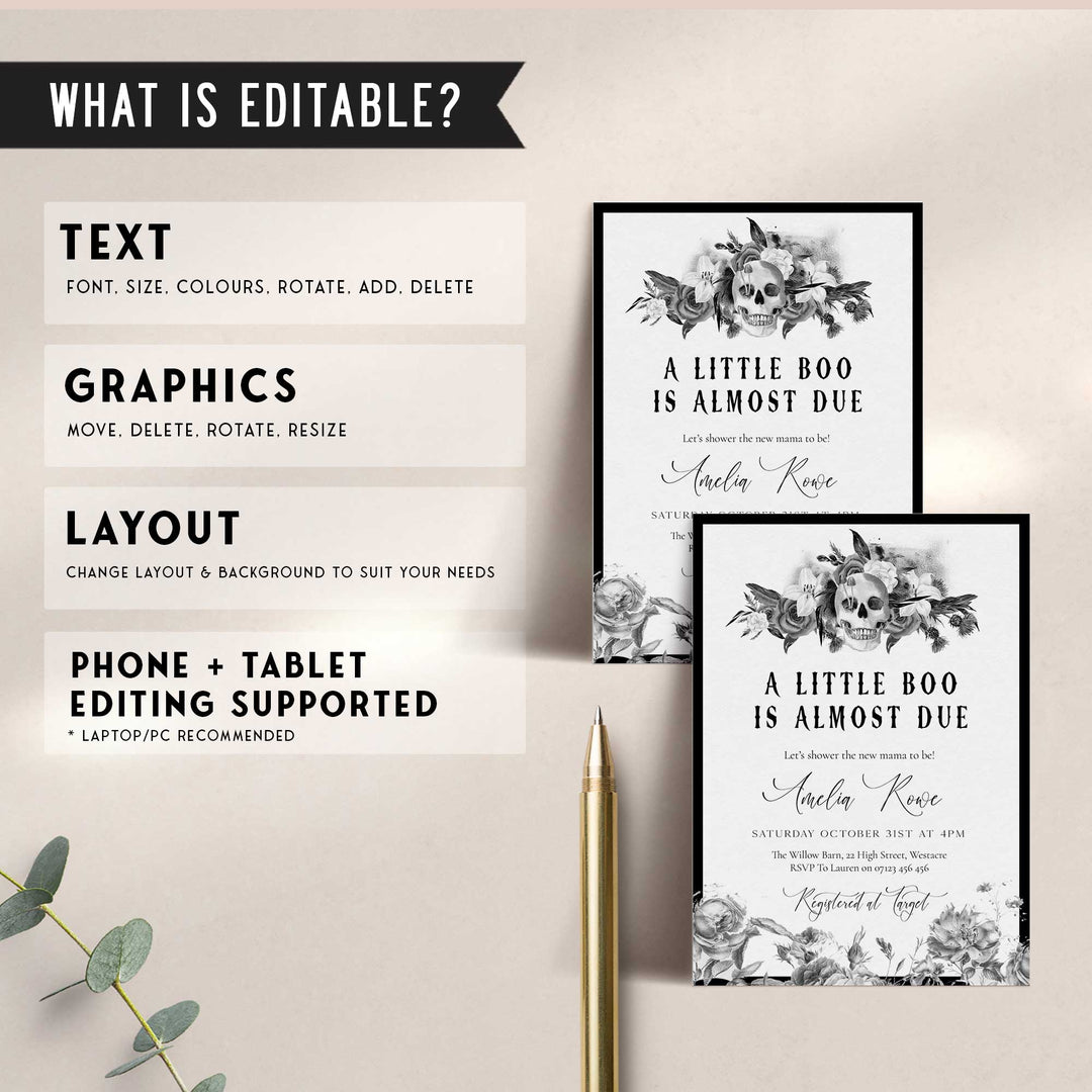 Gothic Floral Baby Shower Invitation