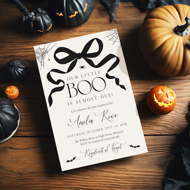 Spooky Bow Baby Shower Invitation