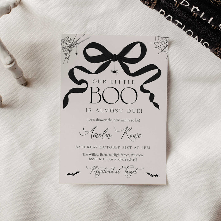 Spooky Bow Baby Shower Invitation