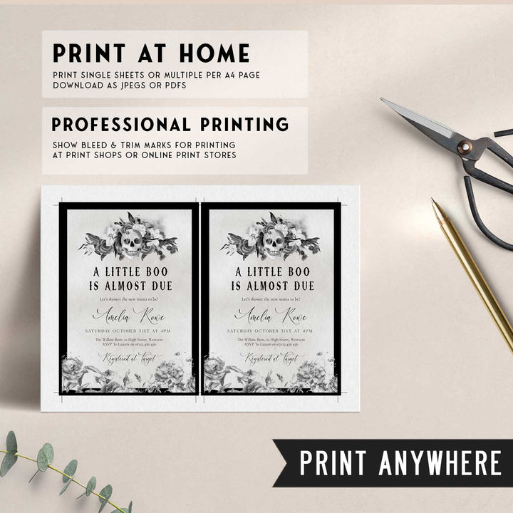 Gothic Floral Baby Shower Invitation