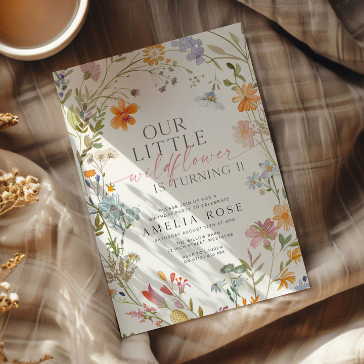 One Little Wildflower Birthday Invitation