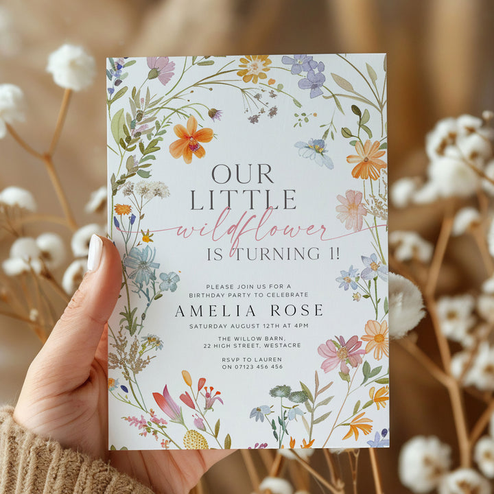 One Little Wildflower Birthday Invitation