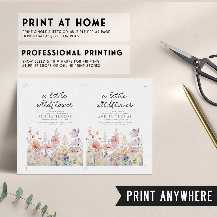 Pink Meadow Little Wildflower Invitation