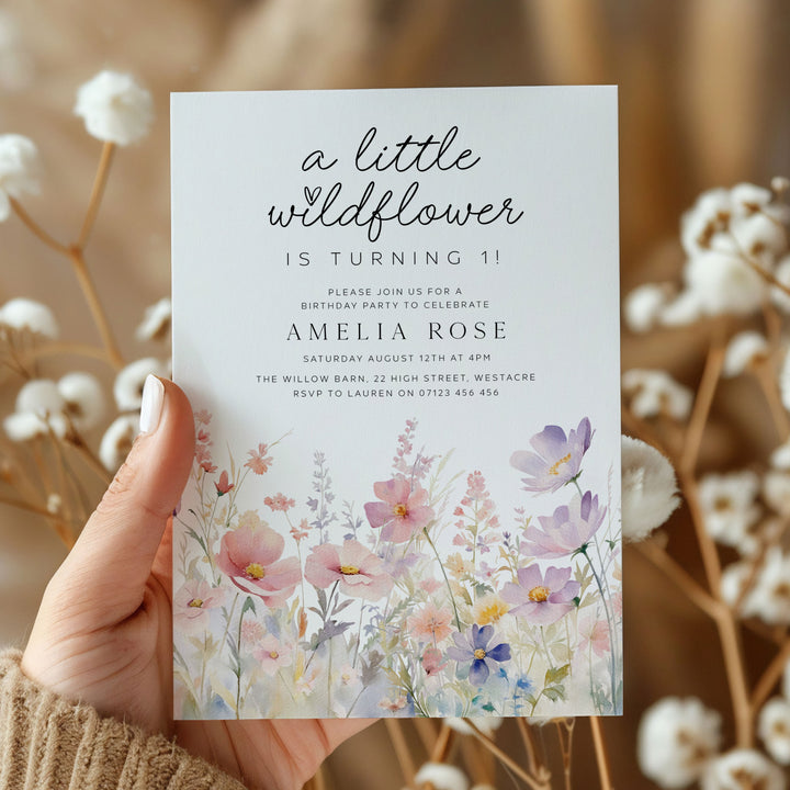 Pink Meadow Little Wildflower Invitation