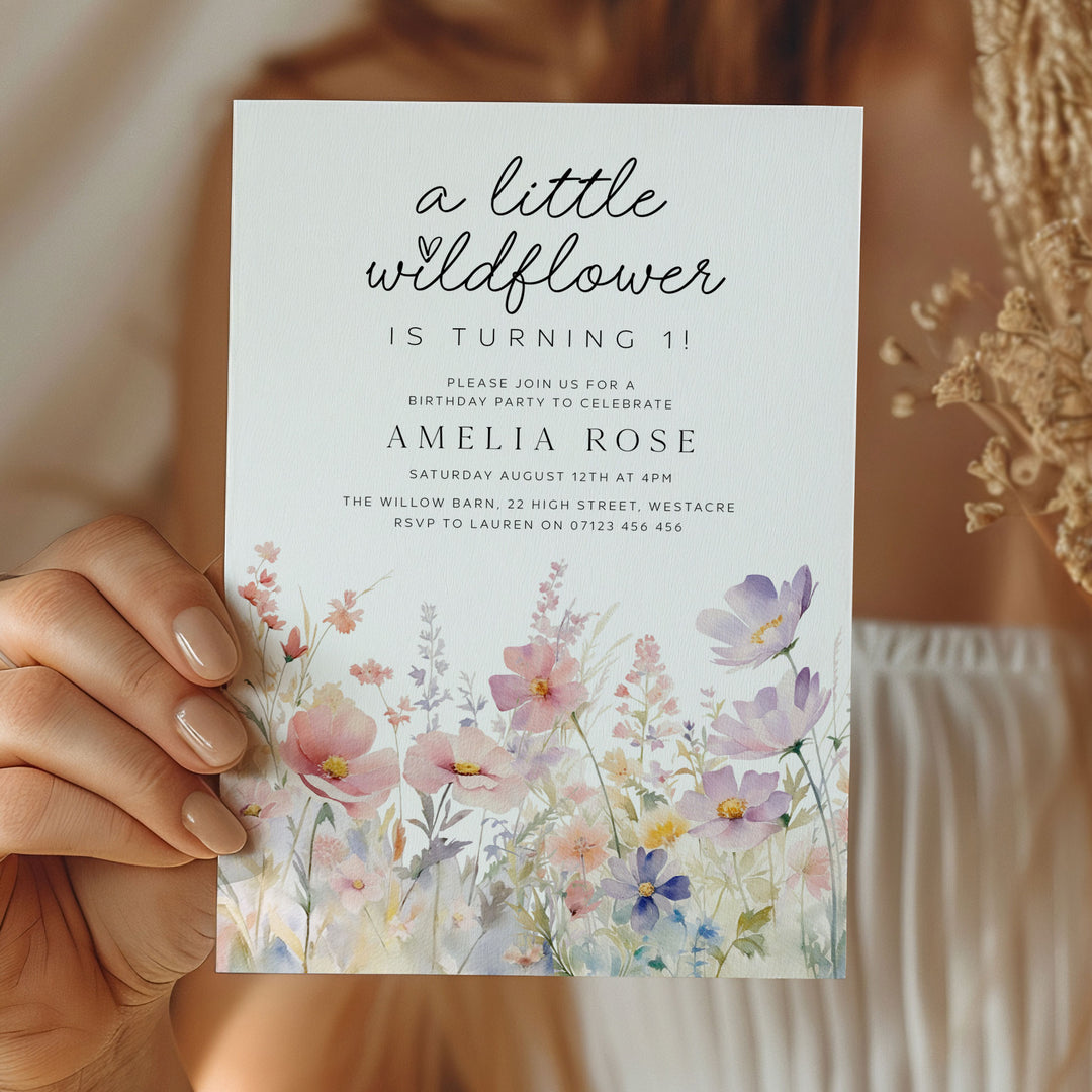 Pink Meadow Little Wildflower Invitation