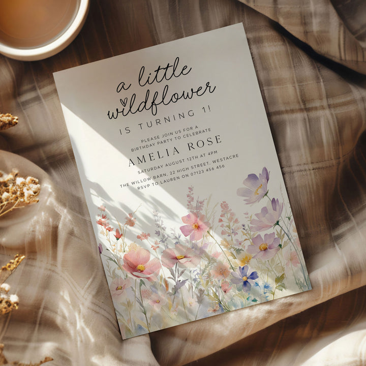 Pink Meadow Little Wildflower Invitation